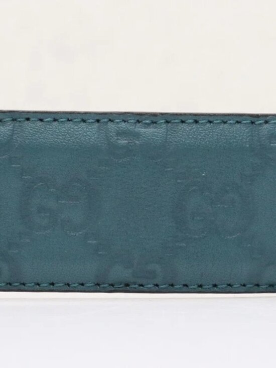 GUCCI Microguccissima Embossed Teal Leather Belt Size 95-38